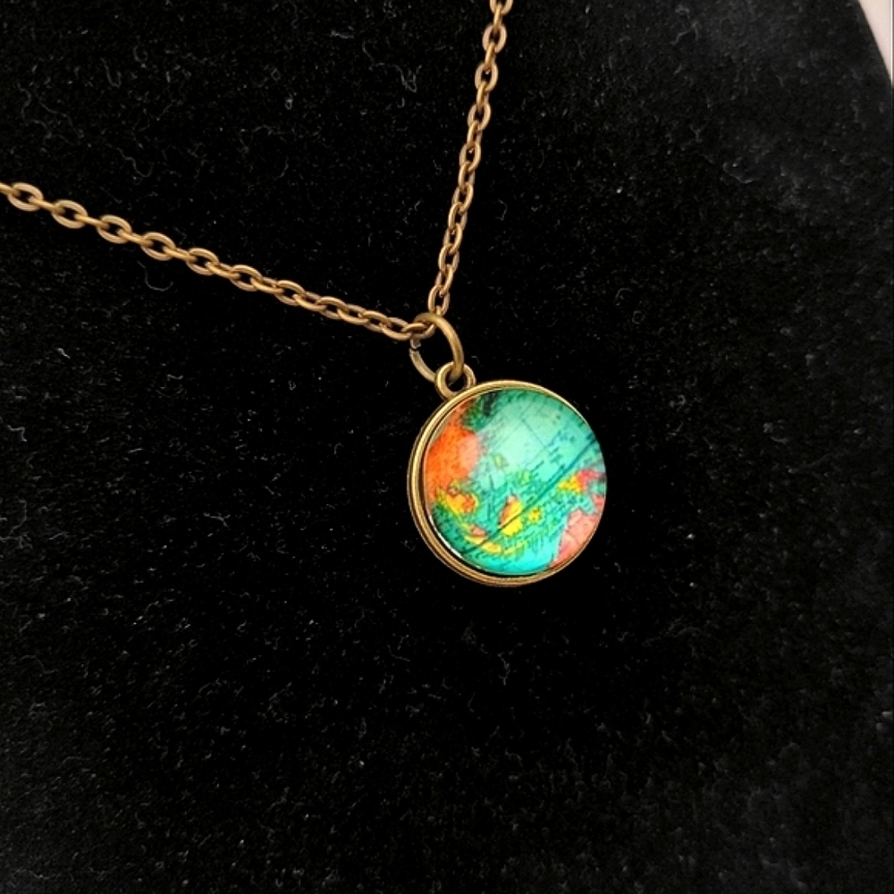 Glow in Dark Earth Charm Necklace-Brass Chain - Picture 6 of 6